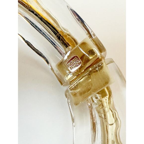 Alexis Bittar Clear Lucite Gold Cuff Bangle Magnetic Bracelet - Picture 8 of 13